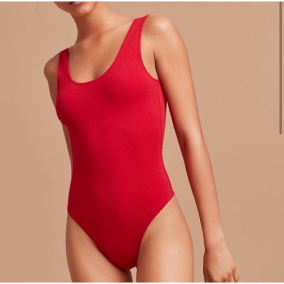 Aritzia Tops - Aritzia Wilfred Red Rib Scoop Bodysuit
